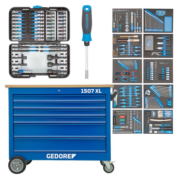 Gedore 3100065 1507 XLTS-308 Verrijdbare werkbank 6 laden 308-Delig