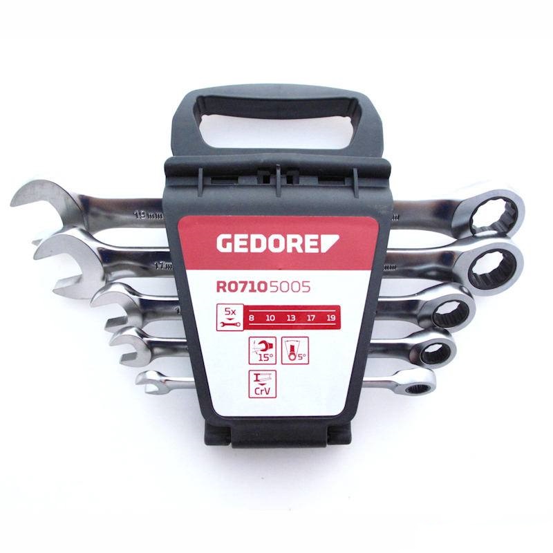 Gedore RED 3300849 R07105005 SW 8-19 mm Ringratel steeksleutelset 5-Delig Metrisch