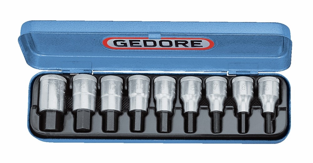 Gedore 6156410 IN 19 PA Dopsleutel-Schroevendraaierset set 1/2" (Inch) 9-Delig