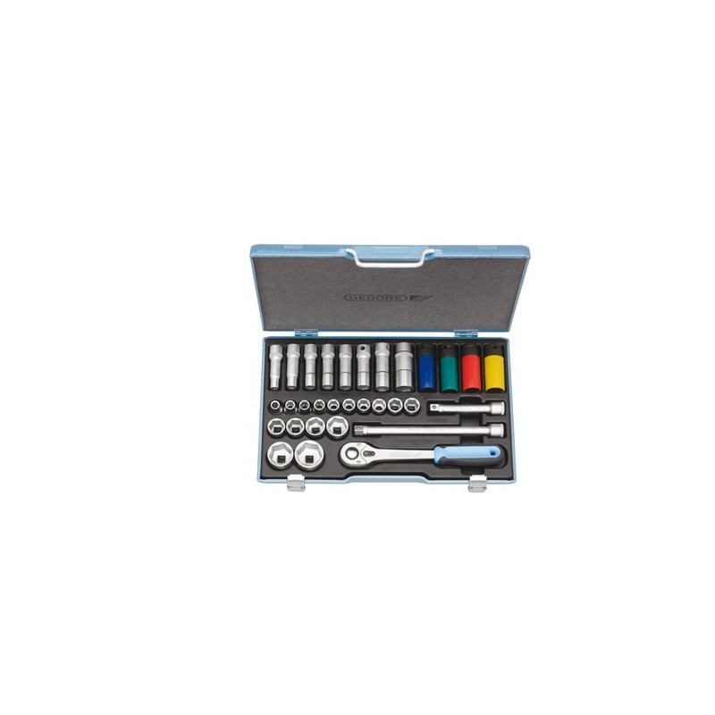 Gedore 1806033 19 LMU-10 Dopsleutelset 1/2" Metrisch 31-dlg 10-36 mm