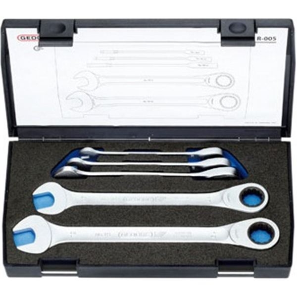 Gedore 2297434 7 R-005 Ringratel steeksleutelset 5-Delig 8-10-13-17-19 mm