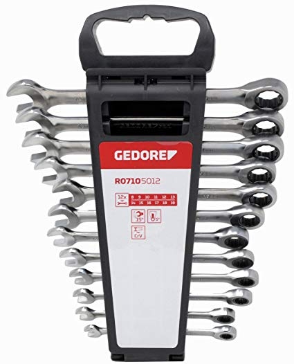 Gedore RED 3300850 R07105012 SW 8-19 mm Ringratel steeksleutelset 12-Delig Metrisch