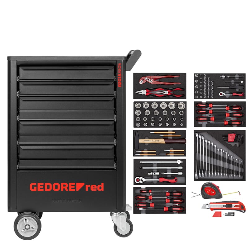 Gedore RED 3301676 R21562005 Gereedschapwagen Gevuld GEDWORKER 5 laden 119-delig