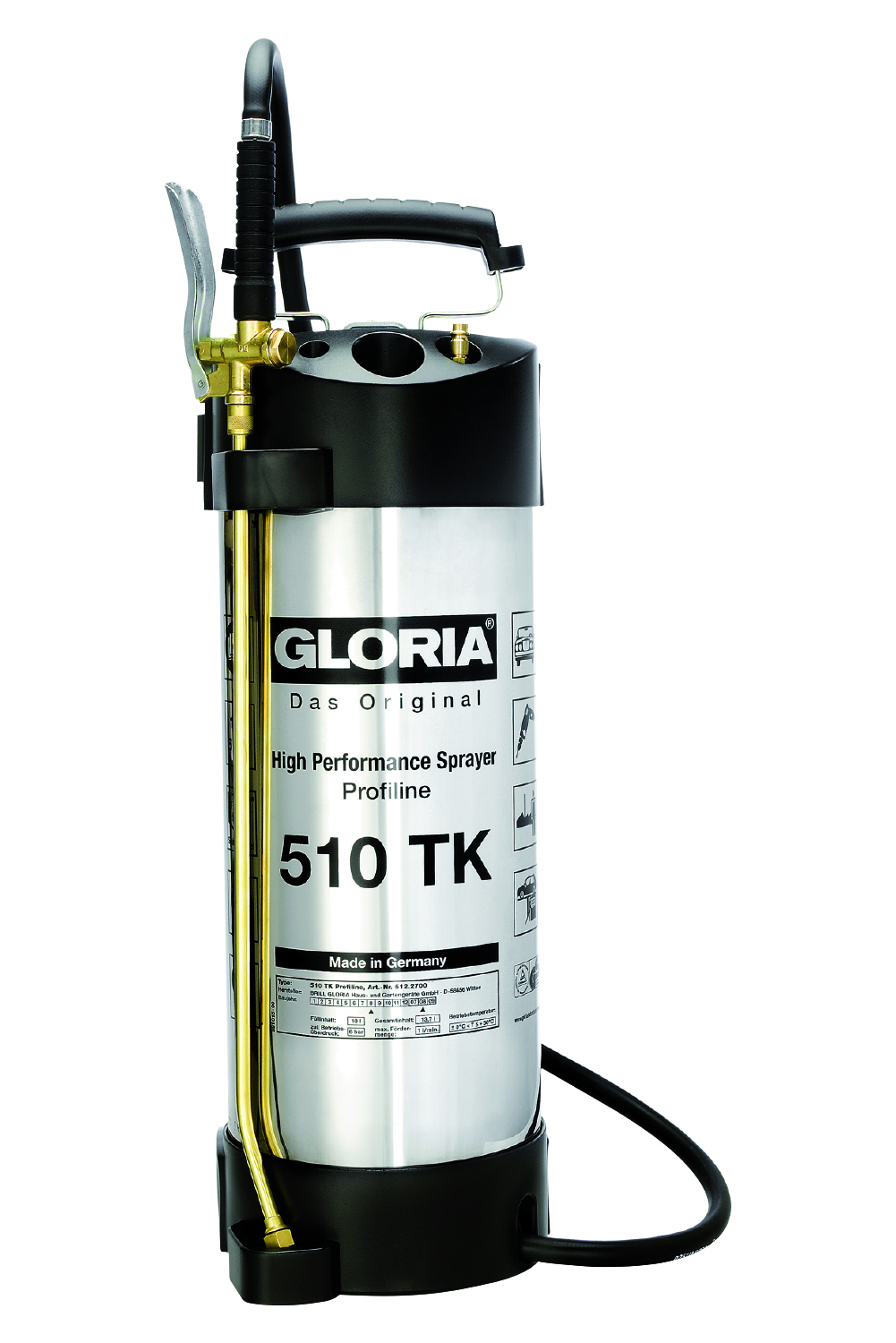 Gloria 000512.2700 510 TK Profiline Drukspuit 10l incl. compressoraansluiting