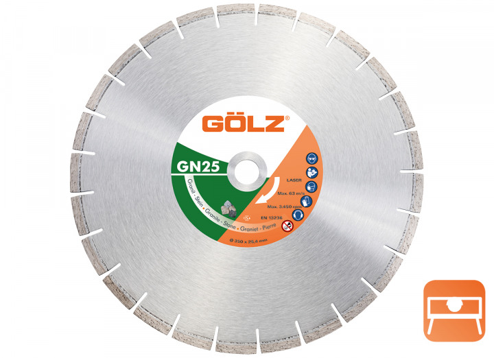 Gölz GN25350 GN25 Diamantzaagblad Graniet Hardsteen 350 x 25.4/30 mm