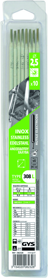 Gys 5193082328 Elektrodes RVS 308L Ø2,5 mm (10 stuks)