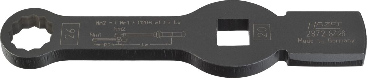 Hazet 2872SZ-26 Ring-slagsleutel met 2 slagvakken 3/4" vierkant hol Buitenprofiel twaalfkant SW 26 mm