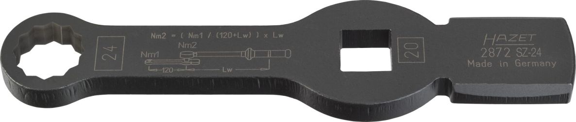 Hazet 2872SZ-24 Ring-slagsleutel met 2 slagvakken 3/4" vierkant hol Buitenprofiel twaalfkant SW 24 mm