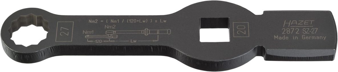 Hazet 2872SZ-27 Ring-slagsleutel met 2 slagvakken 3/4" vierkant hol Buitenprofiel twaalfkant SW 27 mm
