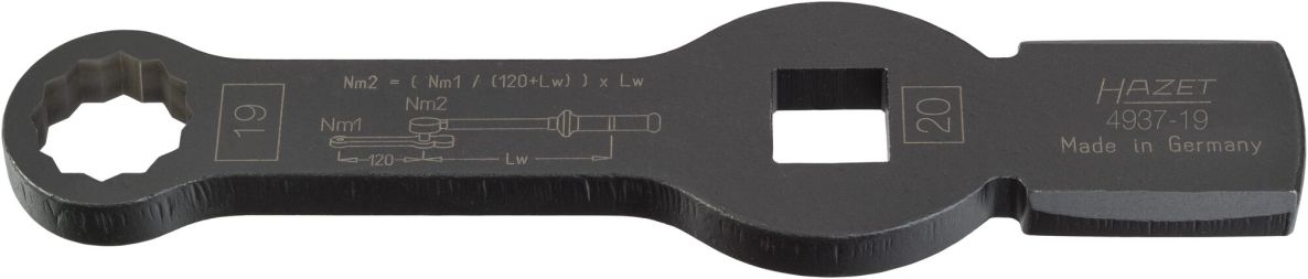 Hazet 4937-19 Ring-slagsleutel met 2 slagvakken 3/4" vierkant hol Buitenprofiel twaalfkant SW 19 mm