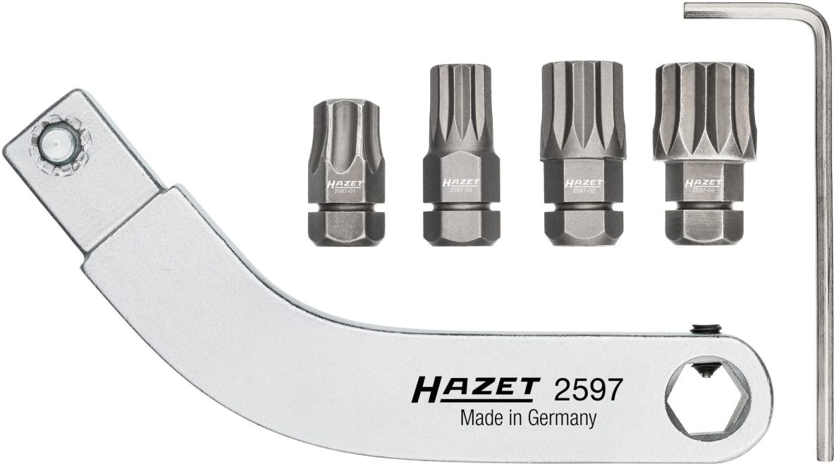 Hazet 2597-2/5 Deurscharnier insteekgereedschap gebogen bithouder set 9 x 12 mm 5-delig