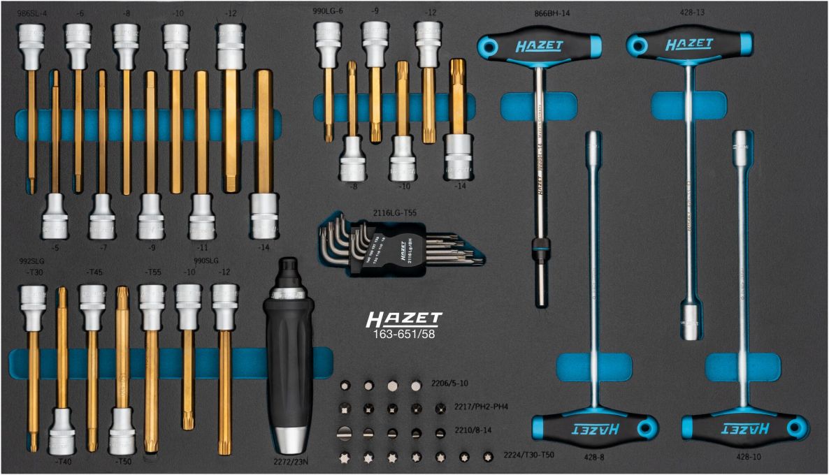 Hazet 163-651/58 Gereedschapset 58-delig incl. 1/2 en 5/16 inch profielen