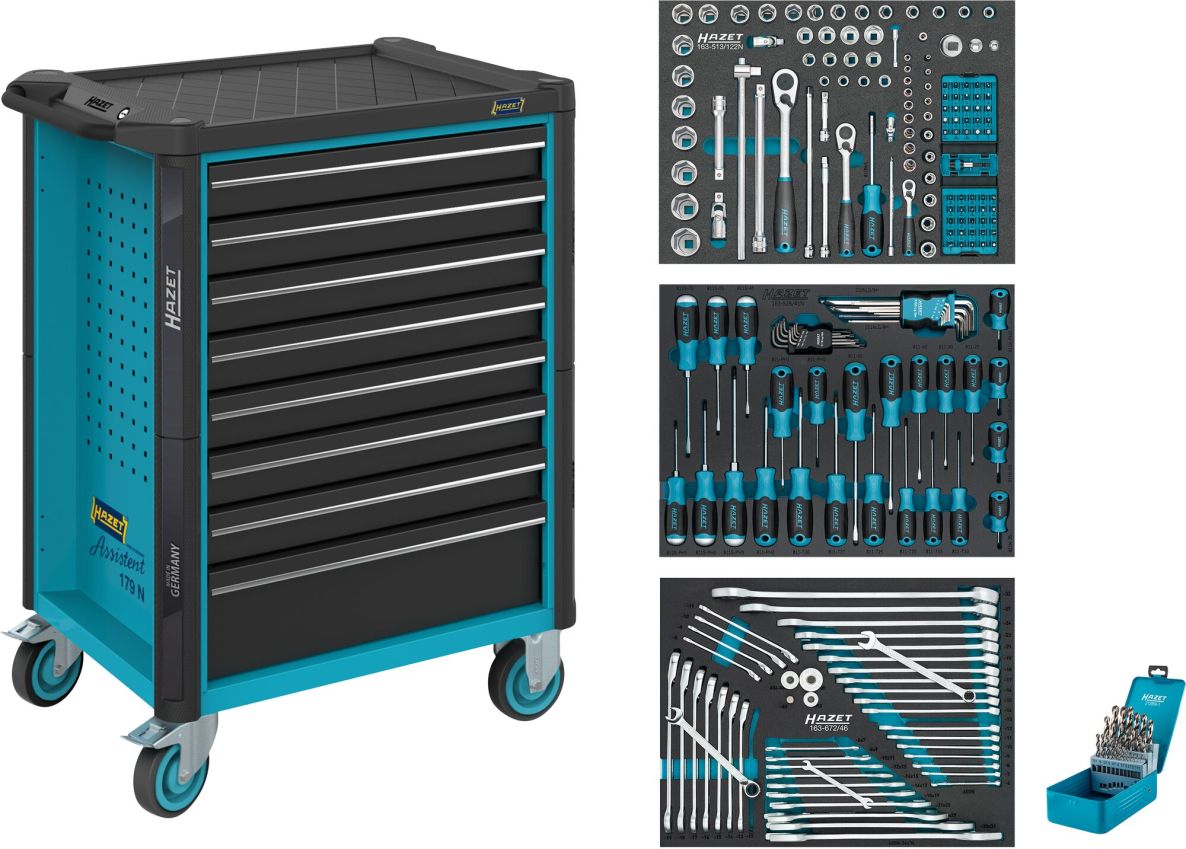 Hazet 179N-8/234 Gereedschapwagen Assistent 179N + assortiment 234-delig 8 lades (7x ondiep, 1x diep)