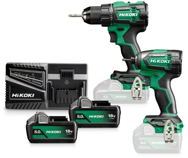 HiKOKI KC18DEWBZ Combokit DS18DE Accu boormachine + WH18DE Accu slagschroevendraaier 18V 2x 5.0Ah en lader in doos