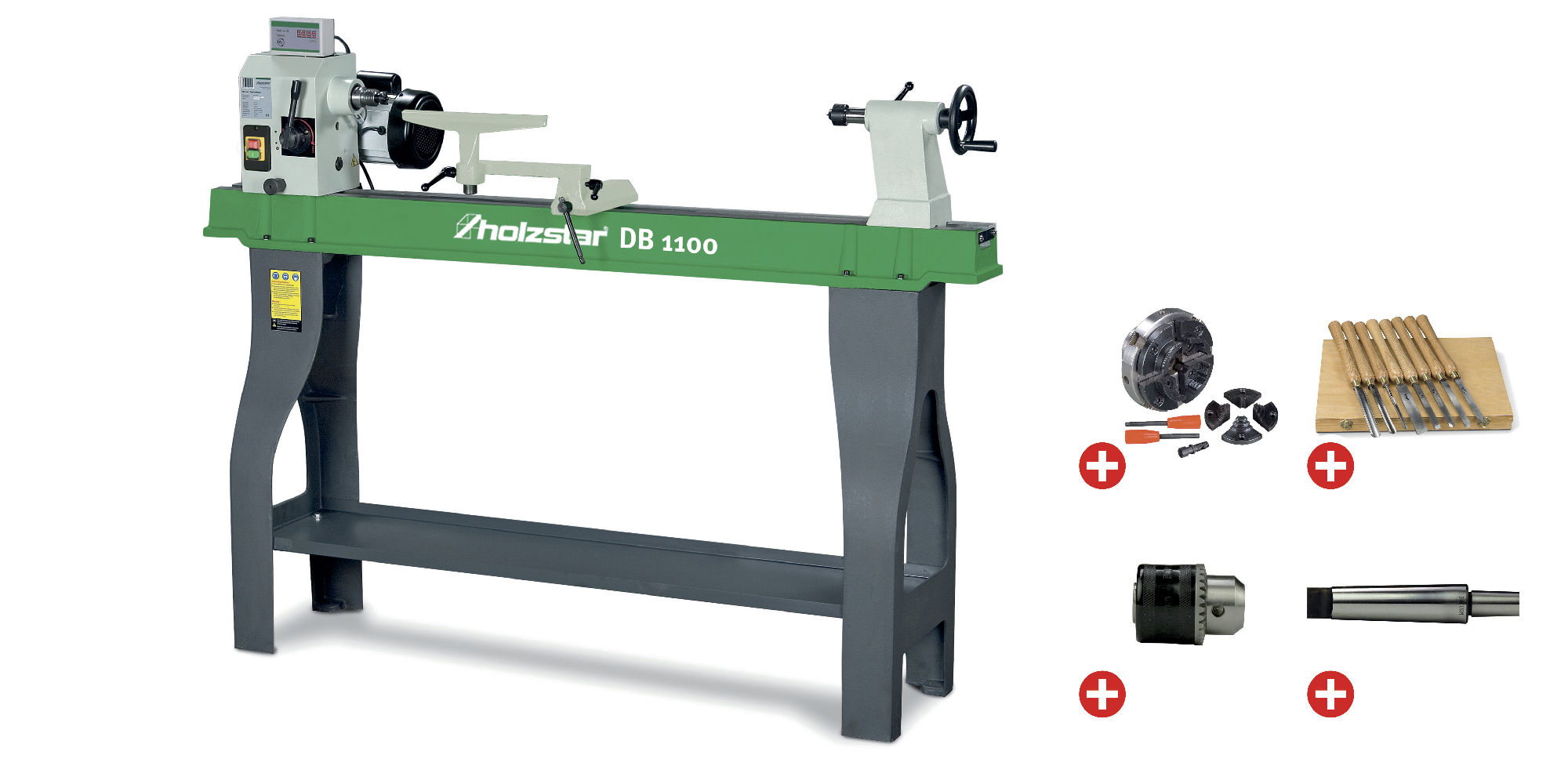 Holzstar 795901100 DB1100 PACK Houtdraaibank 1100 mm 230 Volt