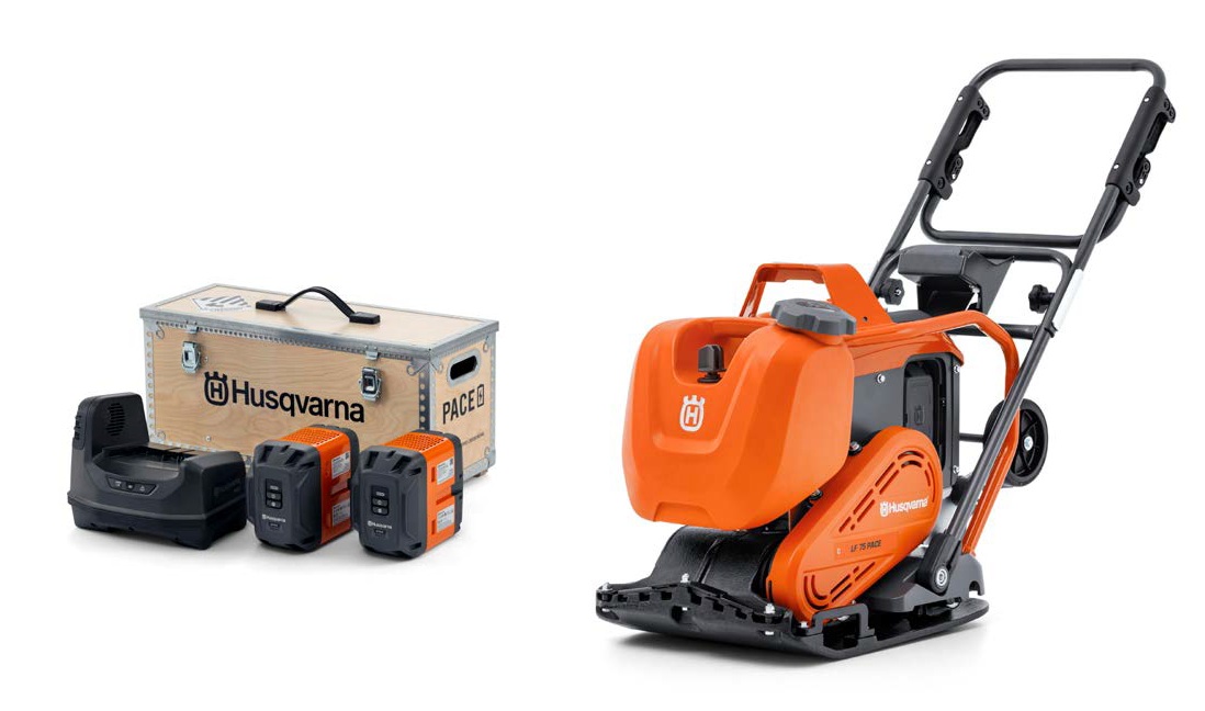 Husqvarna 970817301+970699501 LF 75 PACE Accu-Trilplaat 15 kN 500 mm 2x B750 accu + C1800X lader in kist
