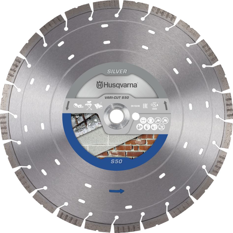 Husqvarna 534972410 Vari-Cut S50 Turbo Flat Diamantzaagblad Nat/Droog Beton/Baksteen 300x25.4/20.0 mm