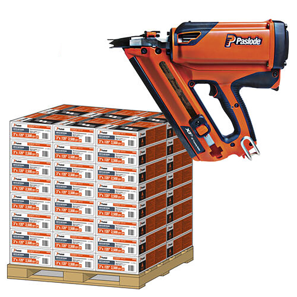 Paslode IM90SET3 Impulse IM90XI schiethamer 50-90 mm + 50 dozen Stripnagels 2,8 x 51 ring blank RounDrive + gas