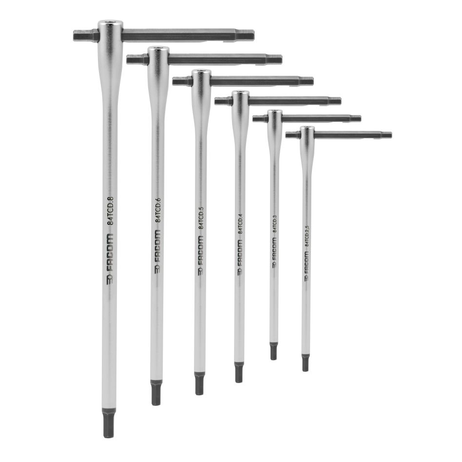 Facom 84TCD.J6 T-inbussleutelset 6-kant metrisch met verschuifbare dwarsstang 6-Delig