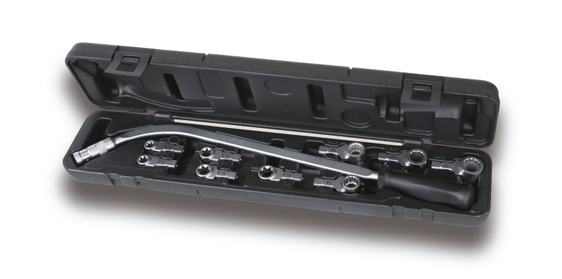 Beta 014770310 1477/C10 Gebogen sleutel met 9 insteek ringsleutels voor V snaar moeren