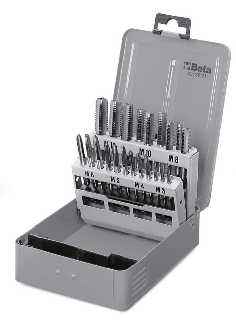 Beta 004310201 431/SP21 Set handtappen, grove spoed, metrische draad HSS (art. 431) in kistje