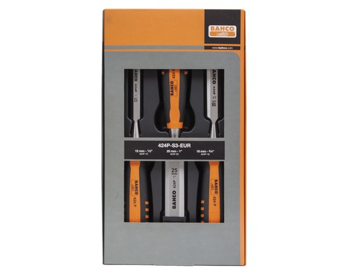 Bahco 424P-S3-EUR Professionele steekbeitelset in kartonnen doos, 3-delig