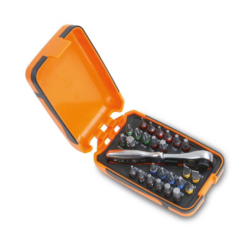 Beta 008600880 860/C27 25 bits,1 verbindingsstuk en 1 omschakelbare ratel in kunststof koffer