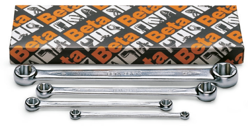 Beta 000950325 95FTX/S4 4-delige set dubbele platte ringsleutels voor uitwendige Torx® bouten (art. 95FTX)