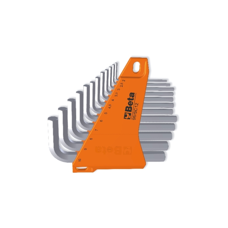 Beta 000960395 96/SC12 12-delige set haakse inbussleutels, verchroomd (art. 96) met support