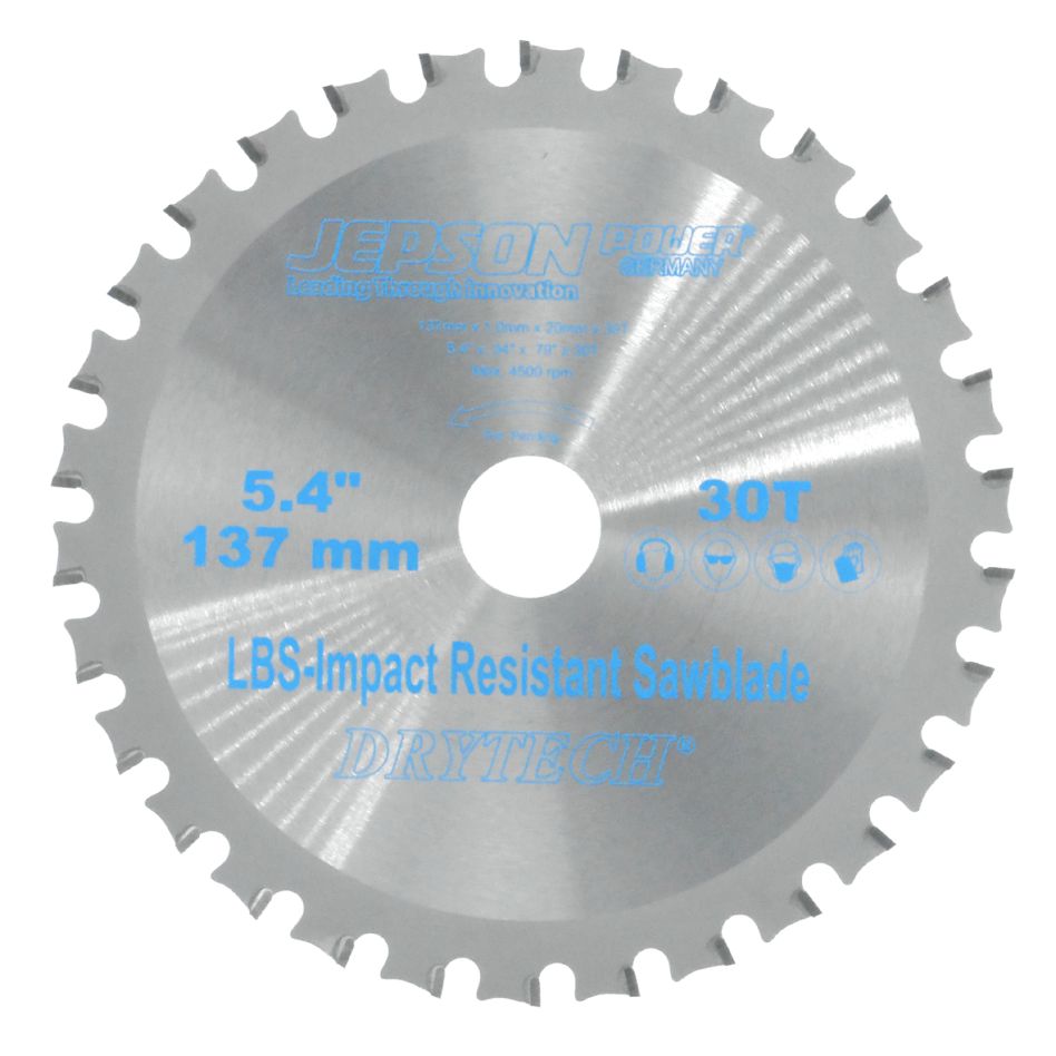 Jepson 72213730 Drytech HM Cirkelzaagblad LBS Schokbestendig Ø 137 x 20 x 1,0 mm 30T voor dunwandig staal