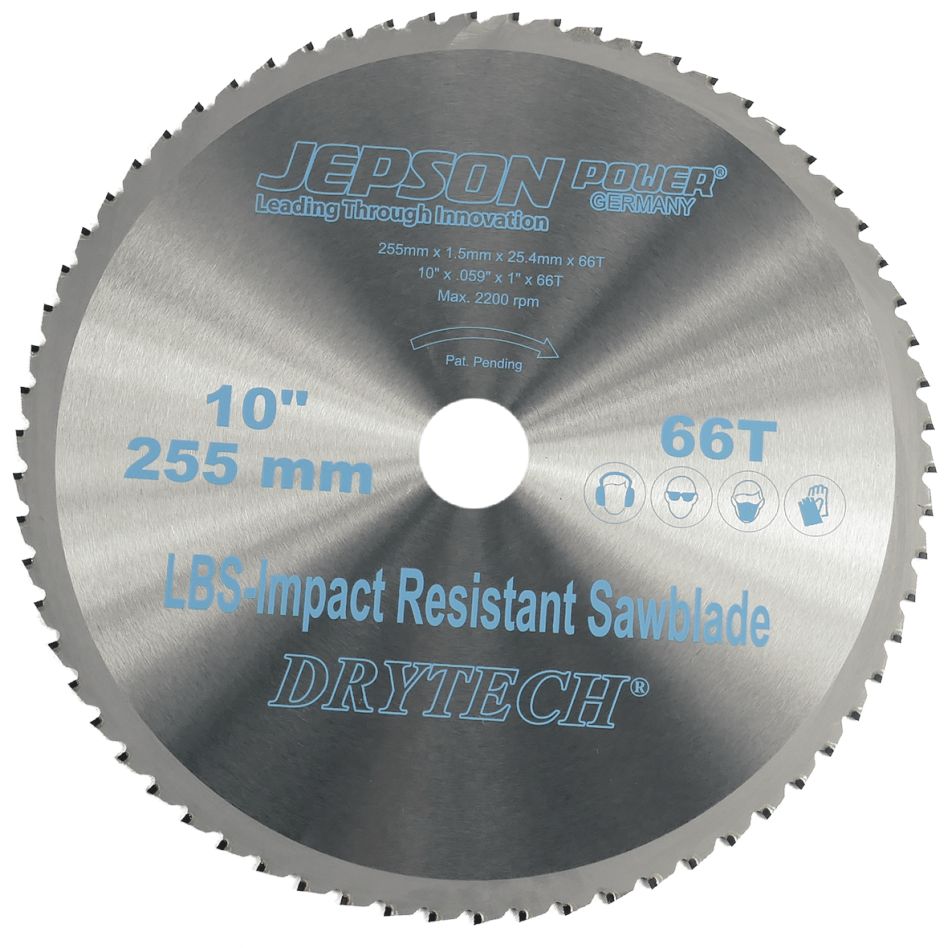 Jepson 72225566 Drytech HM Cirkelzaagblad LBS Schokbestendig Ø 255 x 25,4 x 1,5 mm 66T voor dunwandig staal