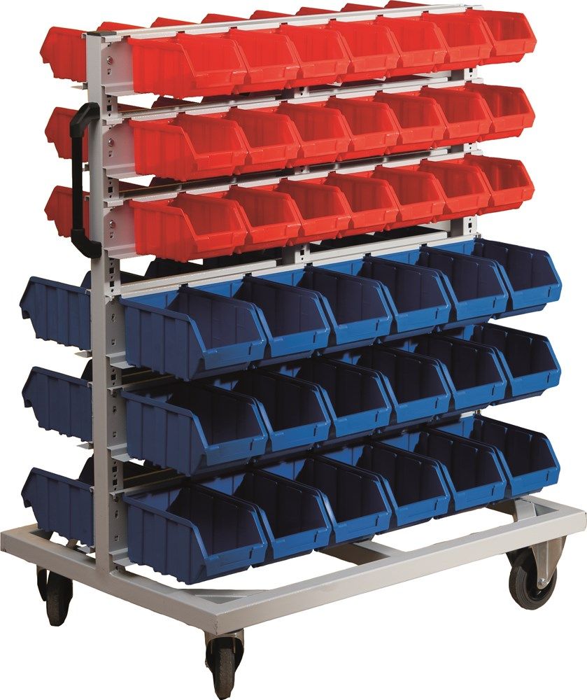 Huvema K4082 Verrijdbare bakkenstelling met 78 magazijnbakken