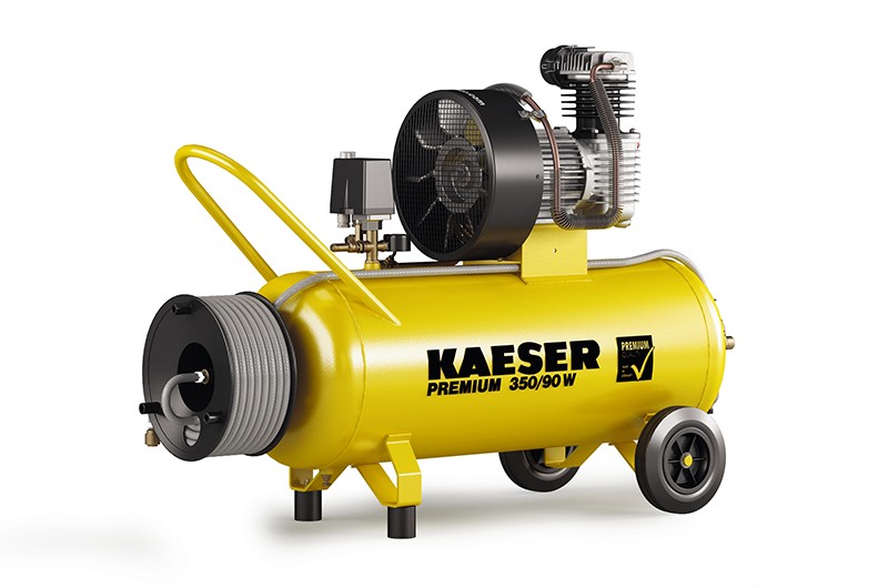 Kaeser 1.1815.10011 Premium 350/90W Zuigercompressor 230 Volt + Haspel incl. 20 mtr. luchtslang