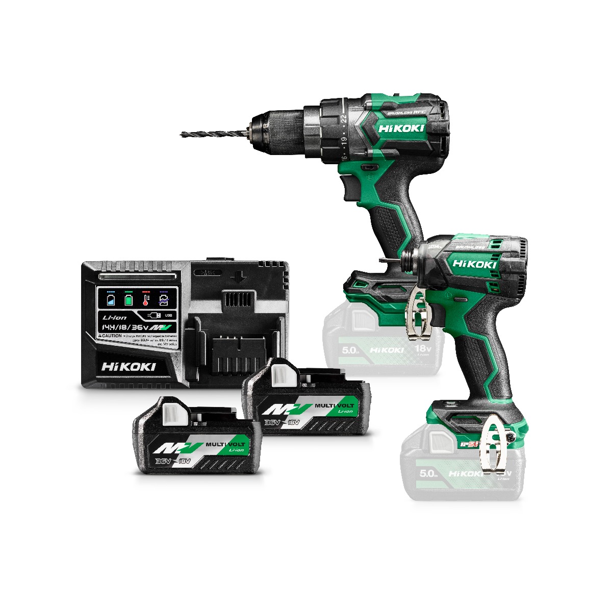HiKOKI KC18DCWAZ Combokit DS18DC Accuboor + WH18DC Accu slagschroevendraaier 36V 2,5Ah in HSC III