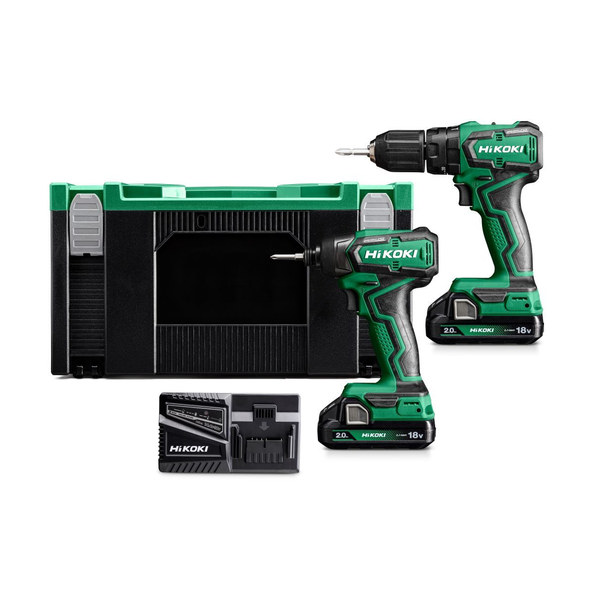 HiKOKI KC18DDWGZ Comboset - DV18DD Accuklopboormachine + WH18DD accuslagschroevendraaier 18V 2,0ah Li-Ion in HSC III