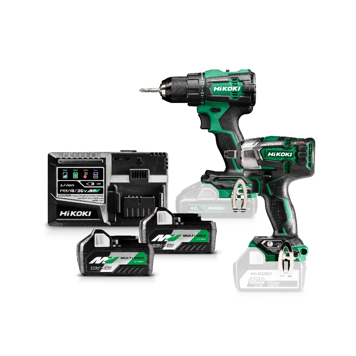 HiKOKI KC18DEWDZ Comboset - DS18DE Accuboormachine + WR18DBDL2 accuslagmoersleutel 36V 2,5ah Li-Ion in HSC III