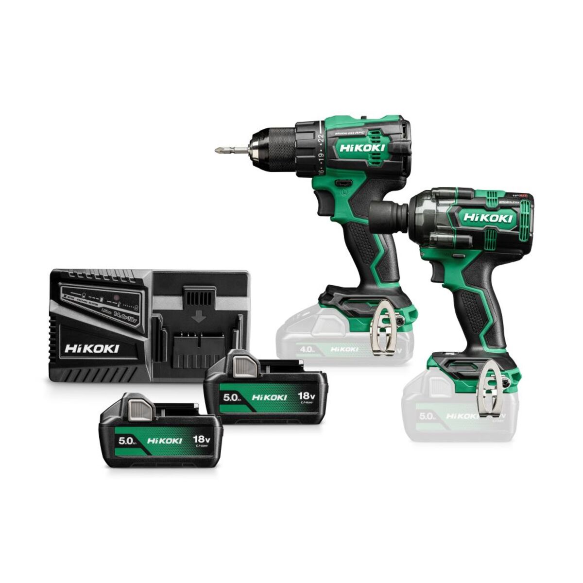 HiKOKI KC18DEWKZ Comboset - DS18DE Accuboormachine + WR18DH accuslagmoersleutel 1/2" 18V 5,0Ah Li-Ion in HSC III