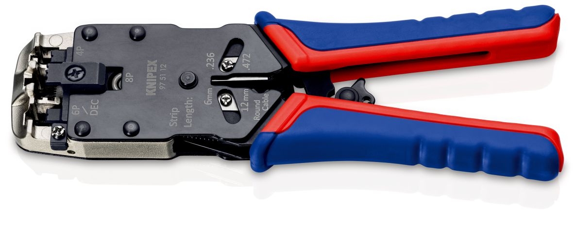 Knipex 97 51 12 Krimptang voor Western-stekkers 4/6/8-polig RJ10/RJ11/12/RJ45