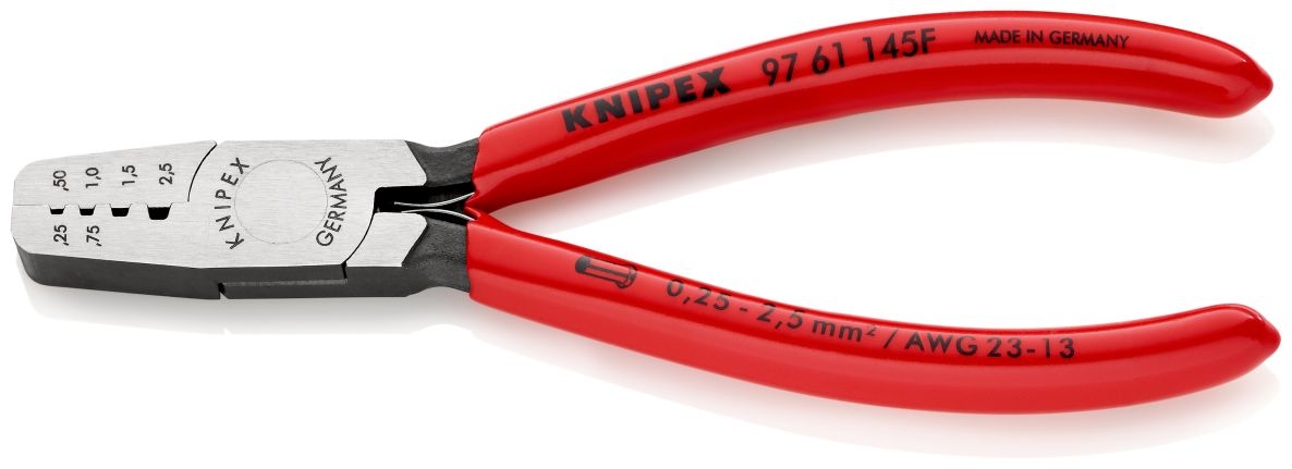 Knipex 9761145F Krimptang voor adereindhulzen DIN 46228 deel 1 + 4 van 0,25 tot 2,5 mm²