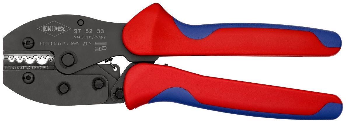 Knipex 97 52 33 SB Krimptang PreciForce® niet-geïsoleerde knel-, buis- en perskabelschoenen 220 mm