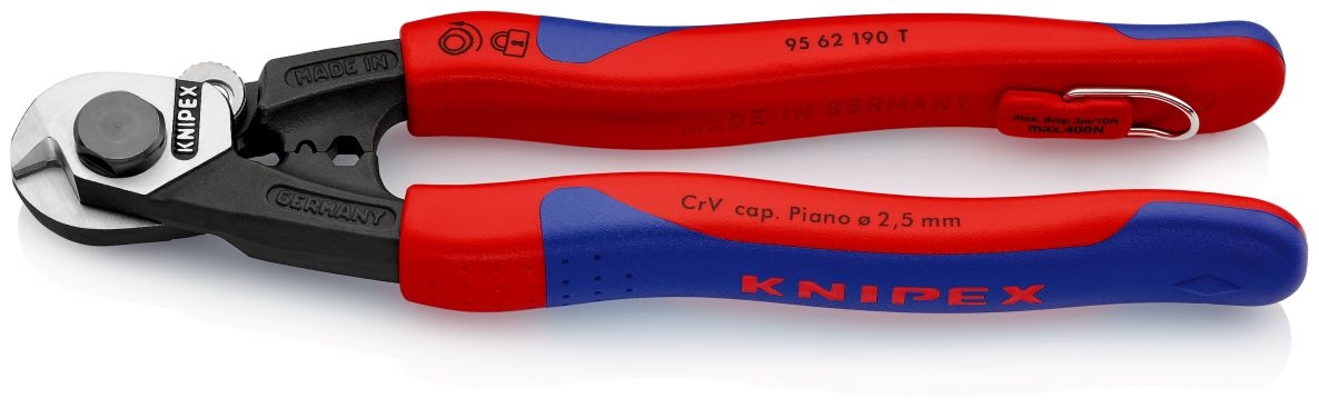Knipex 95 62 190 T Staaldraadschaar Bowdenmantels, eindkappen voor staaldraadkabels 2.5-7.0 mm