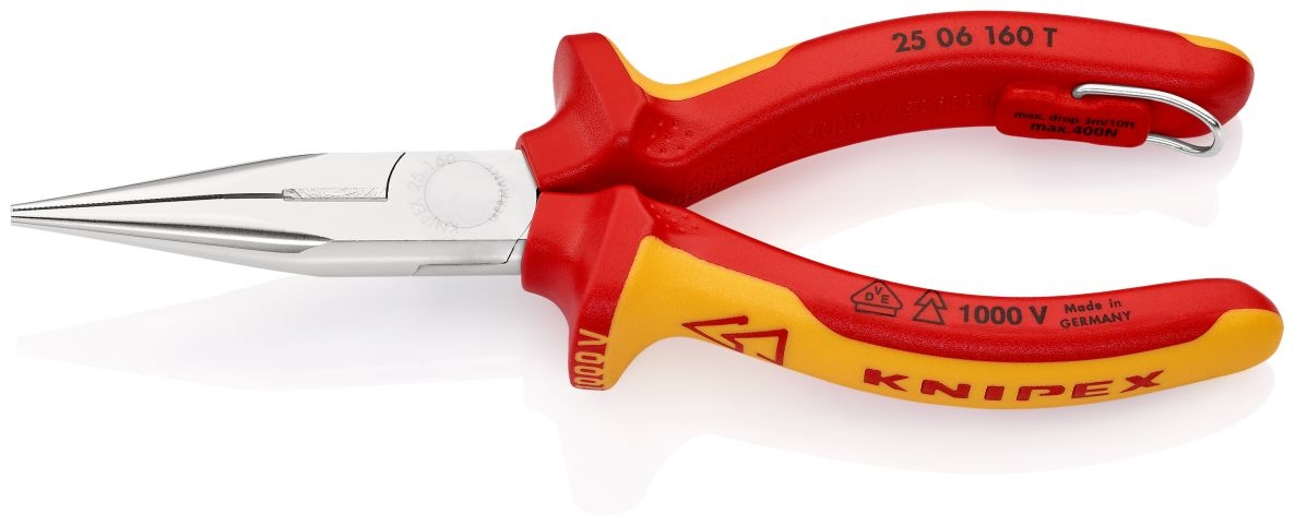 Knipex 25 06 160 T VDE Platspitse tang met zijsnijder 160 mm