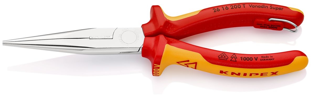 Knipex 26 16 200 T BK VDE Platspitse tang met zijsnijder 200 mm