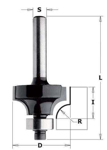 Contractor K938-187 Afrondfrees met lager (contractor) HW 18,7 x 10,5 mm schacht 8 mm