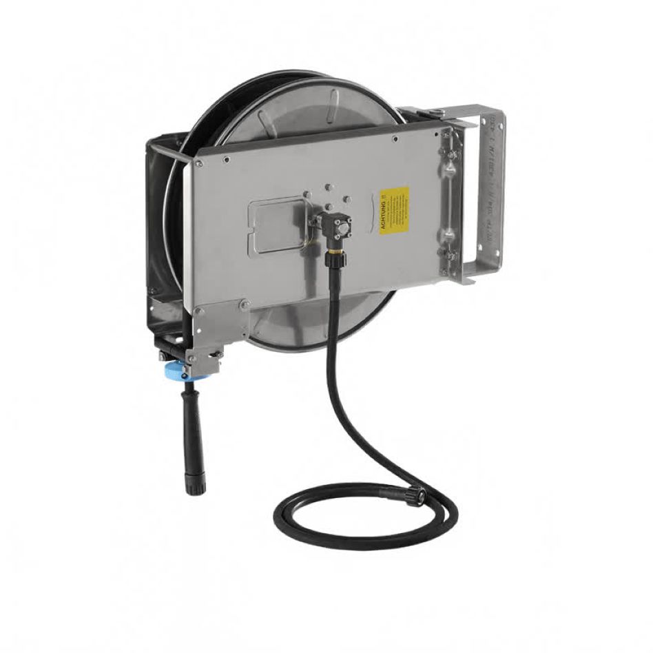 Kränzle Accessoires 41268.1 Oproller auto 20M inox 3/8" ST20/10E incl. 20M HD-slang met swivel, 2M verbindingsslang en zwenkvoet