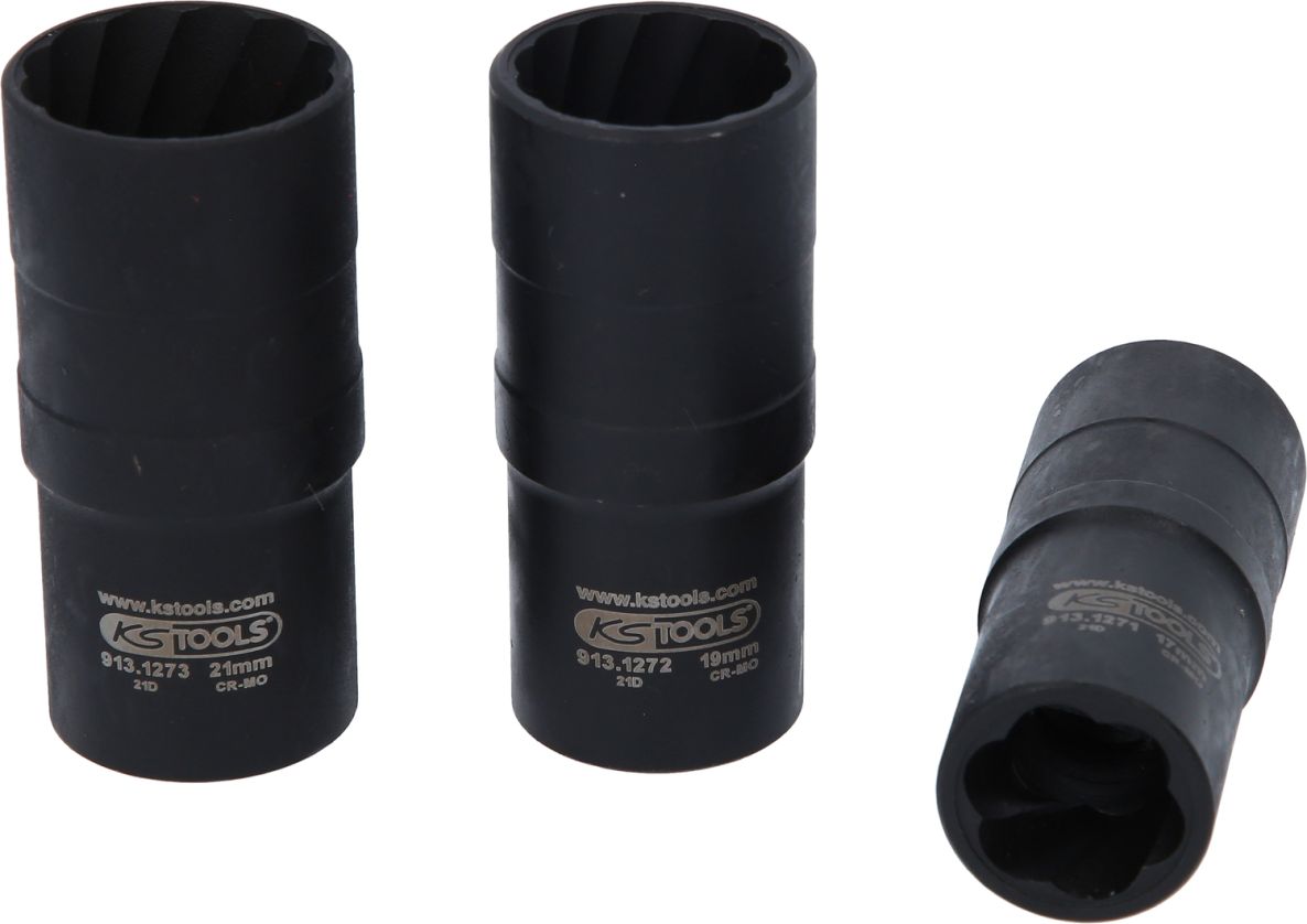 KS Tools 913.1270 1/2" Dopsleutelset spiraal-profiel kracht 3-delig 17-21mm