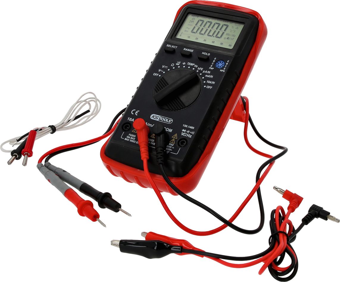 KS Tools 150.1480 digitale multimeter inclusief testpennen en krokodillenklemmen