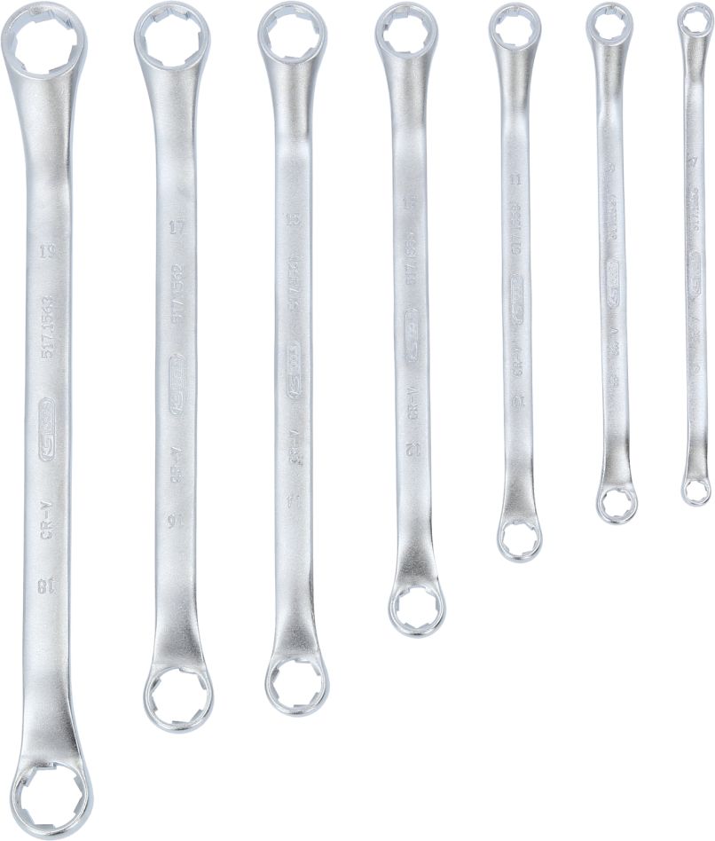 KS Tools 517.1555 RESCUEpower Dubbele ringsleutelset, tweezijdig gebogen, 7-delig 6-19mm