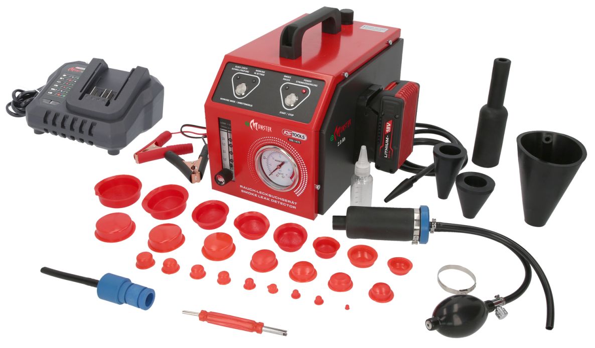 KS Tools 550.1470 Rookmachine voor lekdetectie. met 2 Ah accu, 36-delig
