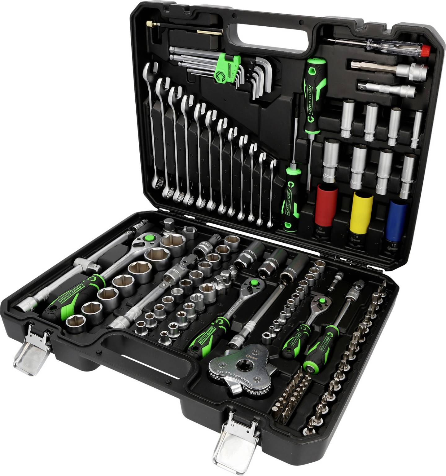 KS Tools 512.0132 COMPETITION 1/4"+3/8"+1/2" dopsleutelset, 132 delig, speciaal voor motorvoertuigen